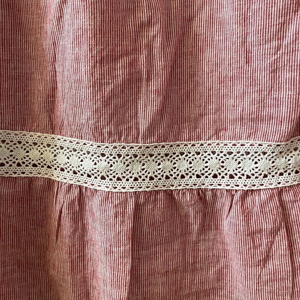 Michael Kors Women’s Sleeveless Peplum Top Size M Pink White Striped Lace - Picture 6 of 12